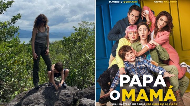 Silvia Navarro camina sobre la alfombra roja de la película “Papá o Mamá”, de la mano de su hijo