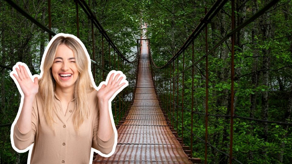 Este es el puente colgante iluminado en Hidalgo, el más largo y alto de la región.