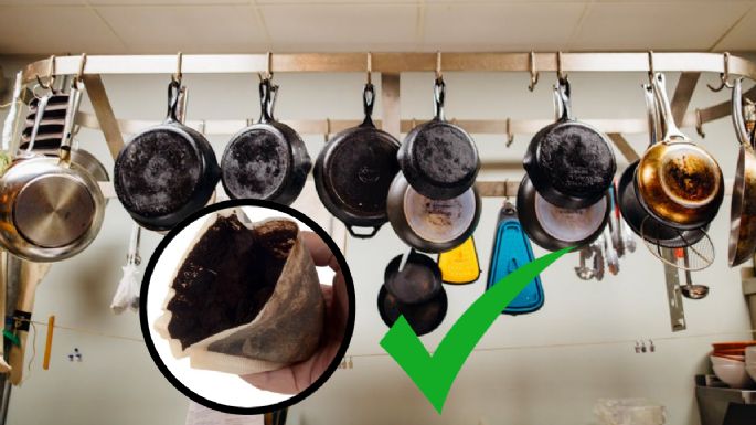 Con borra de café, así puedes eliminar las manchas de los sartenes de tu cocina