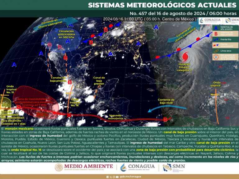 pronostico del tiempo para mexico en el fin de semana