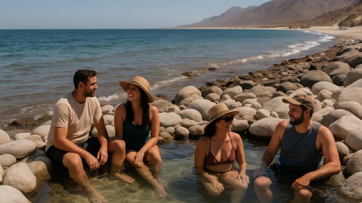 El Pueblito de Baja California con pozas de aguas termales naturales junto al mar